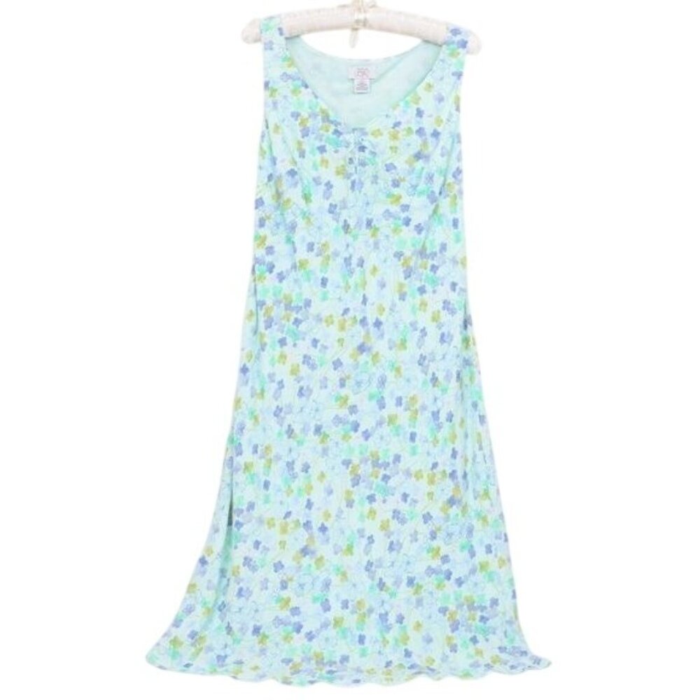 Loft Blue Floral Lined Front-tie Midi Dress Women's 8 Feminine Cottagecore Fairy